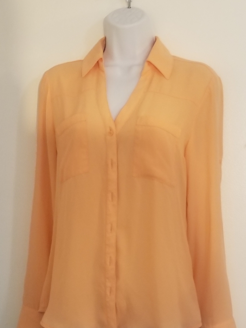 Pre-loved Express Peach Button-Down Blouse.